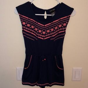 Navy 💙 & Coral Romper w/ pockets